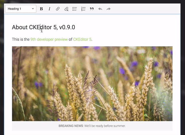 CKEditor 5 heading improvements preview