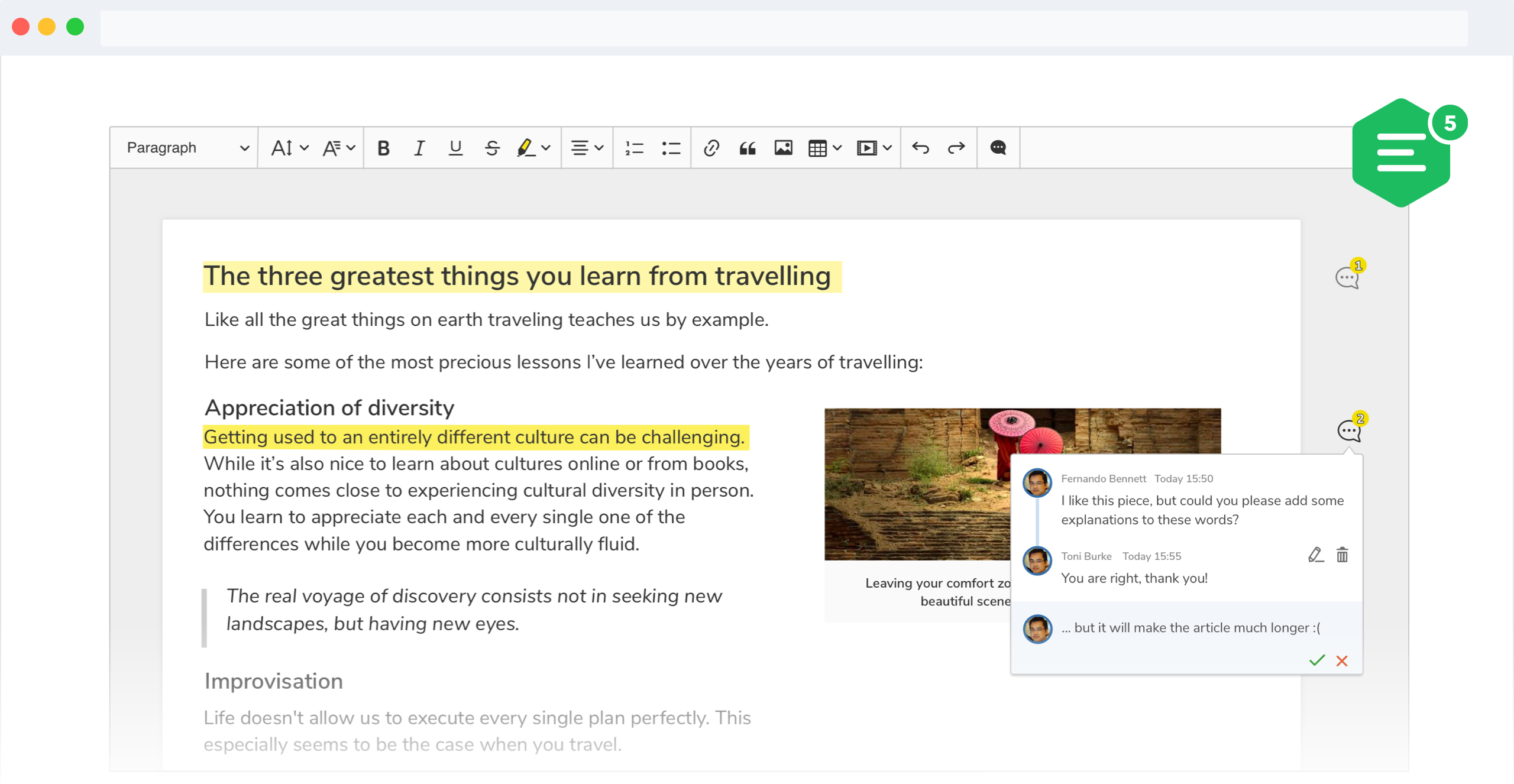 CKEditor 5 WYSIWYG editor narrow sidebar feature screenshot